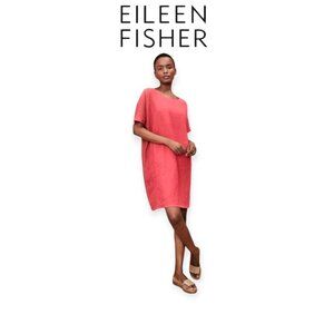 Eileen Fisher Organic Linen Ballet Neck Dress with Pockets – Lightweight Size S